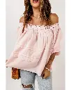 Azura Exchange Puff Sleeve Eyelet Babydoll Blouse