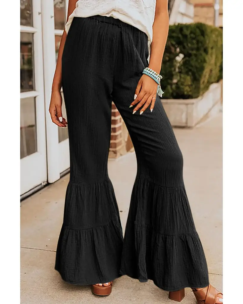 Azura Exchange Textured Ruffled Bell Bottom Pants