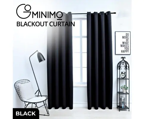 GOMINIMO Blackout Window Curtains for Thermal Insulated Room (Set of 2, W132cm x D243cm, Black)