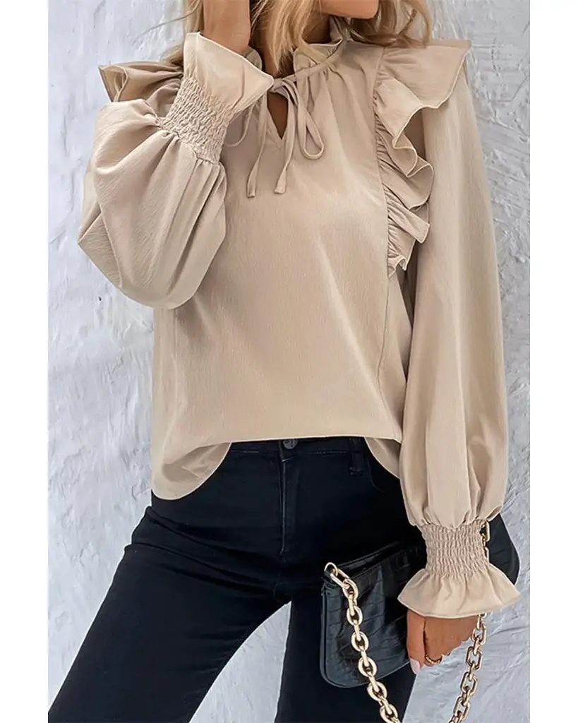 Azura Exchange Ruffled Bubble Sleeve Blouse
