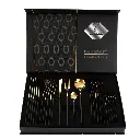 Black Gold Color Premium 24-Piece Stainless Steel Cutlery Set - Elegant Golden Steak Knife, Fork, and Spoon Set in Luxury Gift Box