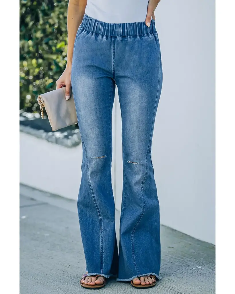 Azura Exchange Distressed Bell Bottom Denim Pants