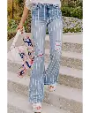 Azura Exchange Vertical Striped Ripped Flare Jeans