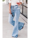 Azura Exchange Buttoned Distressed Flared Jeans