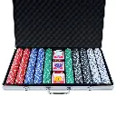 1000pcs Poker Chips Set Casino Texas Hold'em Gambling Party Game Dice Cards Case