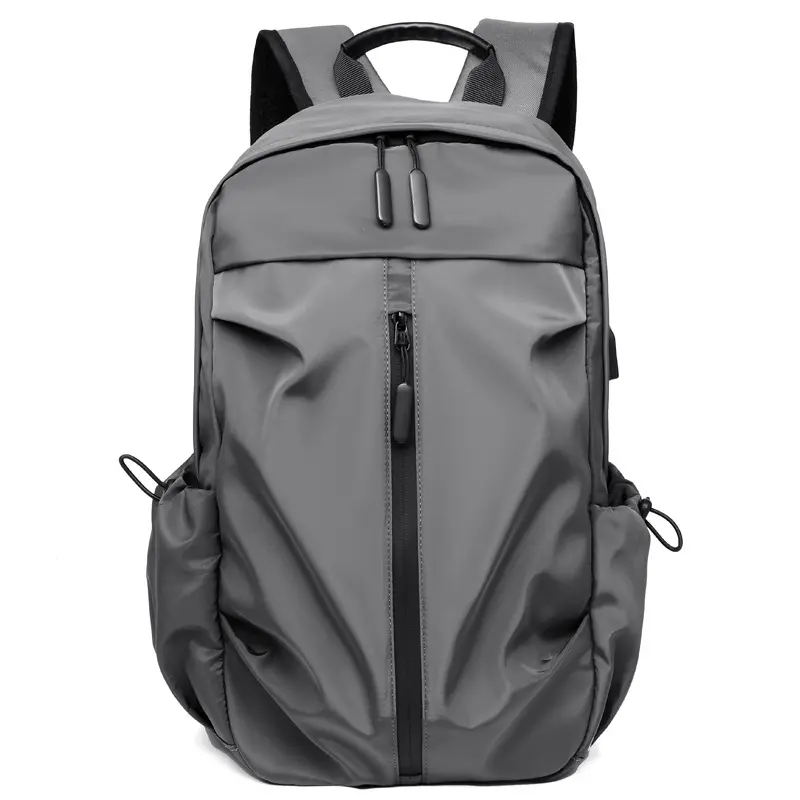 Grey Business Casual Laptop Backpack with USB Charging Port