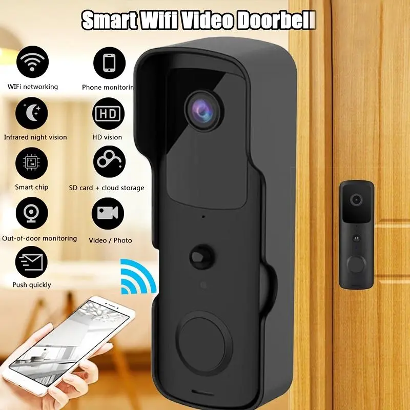 Wireless Smart Doorbell With Two-Way Intercom & Night Vision - Battery Powered [black]