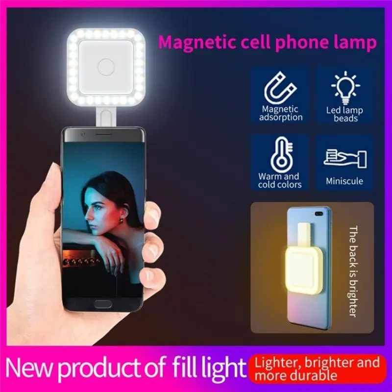 Portable Magnetic Selfie Light For Live Streaming And Skin Beauty - White