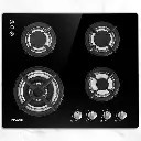 Devanti Gas Cooktop 60cm 4 Burner Black