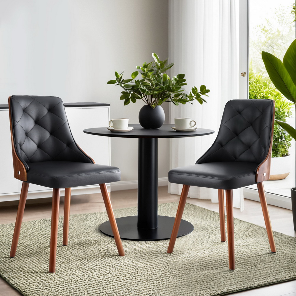 2 x Artiss Dining Chairs Black PU