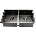 Cefito Kitchen Sink 77X45CM Stainless Steel Basin Double Bowl Black