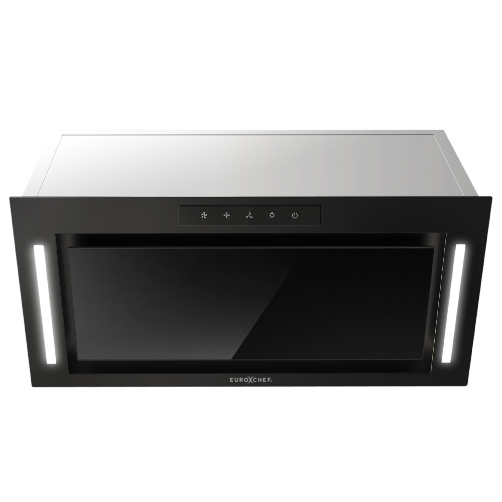 EUROCHEF 60cm Undermount Rangehood Black, Quiet 3-Speed, 3-Layer Dishwashable Filter, LED Lights