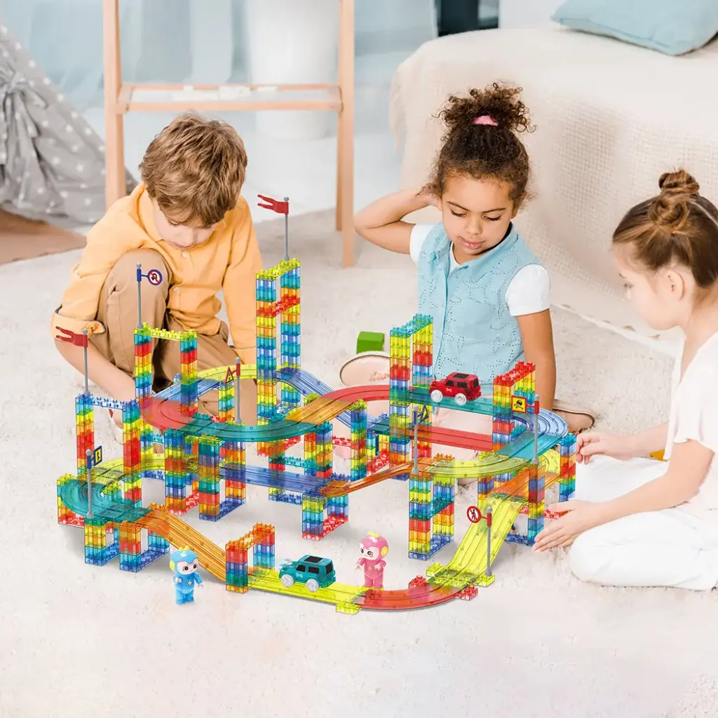 Kids Magnetic Tiles Blocks 348pcs