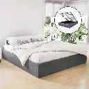Artiss Bed Frame King Size Gas Lift Base Grey TOKI