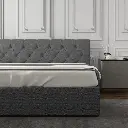 Milano Capri Luxury Gas Lift Bed With Headboard (Model 3) - Grey No.28 - King Single