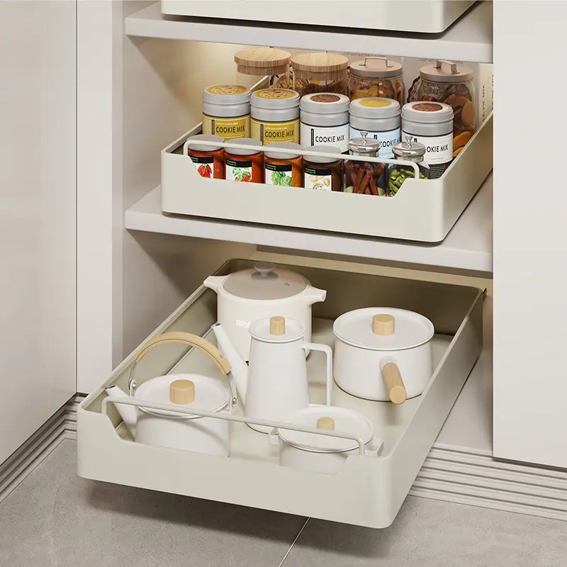 Kitchen Cabinet Pull-Out Organizer,Drawer storage box - Soft-Close, Noise-Free Sliding Drawer (43x25cm)