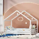 Artiss Bed Frame Wooden Kids Single House Frame White AMOS