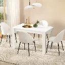 1 Artiss Dining Table and 4 Chairs Set White Sherpa