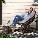 Gardeon Outdoor Lounge Setting Papasan Chair Wicker Table Garden Furniture Brown