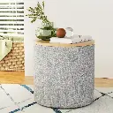 Artiss Storage Ottoman Blanket Box 40cm Linen Round Grey