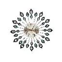 Artiss 60cm Wall Clock Large 3D Peacock Crystal Silver