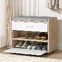 Artiss Shoe Rack Cabinet Bench 8 Pairs White Niva