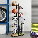 Everfit Ball Storage Rack Sports Equipment Organizer 7-Tier with Basket for Garage Gym Black