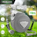 Swanlake 10M Retractable Garden Air Hose Reel Storage Auto Rewind Wall Mounted Grey AU