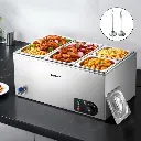 Devanti Commercial Food Warmer Bain Marie 4 Electric Buffet Pans