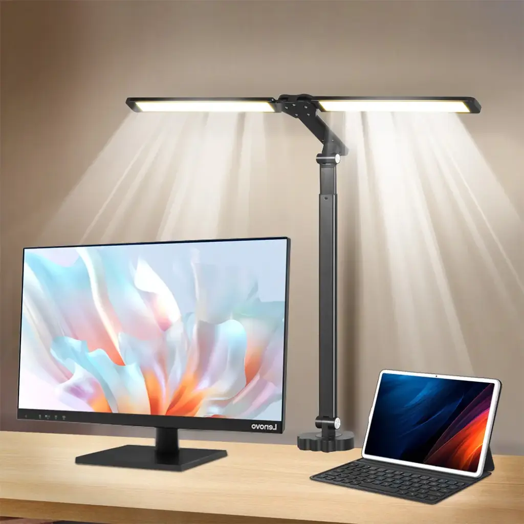 Emitto Double Head LED Desk Lamp Dimmable With Clamp