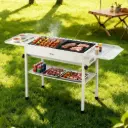 Grillz Portable BBQ Grill w/ Stainless Steel Racks & Pans for Outdoor