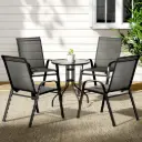 Gardeon 5PC Bistro Set Outdoor Table and Chairs Stackable Outdoor Furniture Black