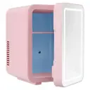 Glacio Mini Fridge Skincare Beauty Cooler Warmer LED Mirror 12V 220V Pink 4L