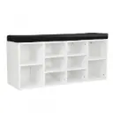 Sarantino Shoe Rack Cabinet Organiser Black Cushion - 104 x 30 x 45 - White