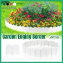20PCS Garden Edging Fence Decorative Plastic Lawn Border Panels Landscaping - White