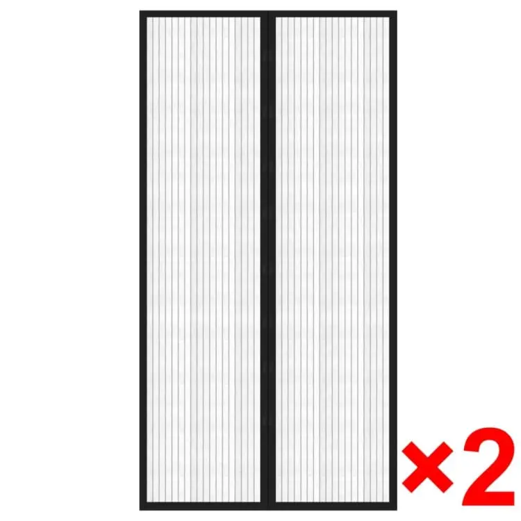 Insect Door Curtain 210 X 100 Cm 2 Pcs Magnet Black
