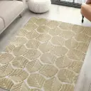 Marlow Floor Rug Soft Embossed Carpet Non Slip Plush Shaggy Rugs Leaf Pattern