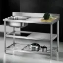 Cefito Stainless Steel Kitchen Bench Work Table with Sink Splashback 120cm
