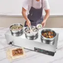 VEVOR Electric Soup Warmer, Three 7.4QT Stainless Steel Round Pot, 1200W Commercial Food Warmer