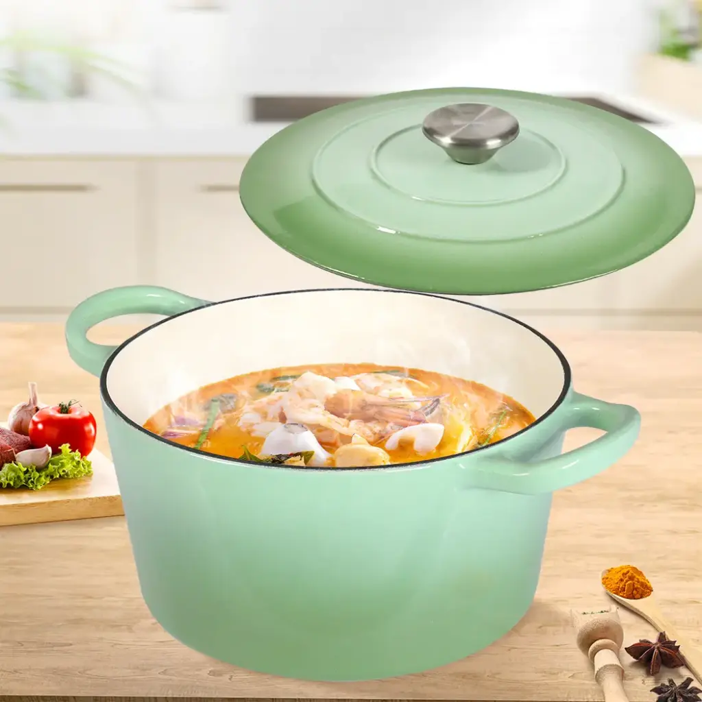 TOQUE 4L Enamel Dutch Oven Pot in Green Colour