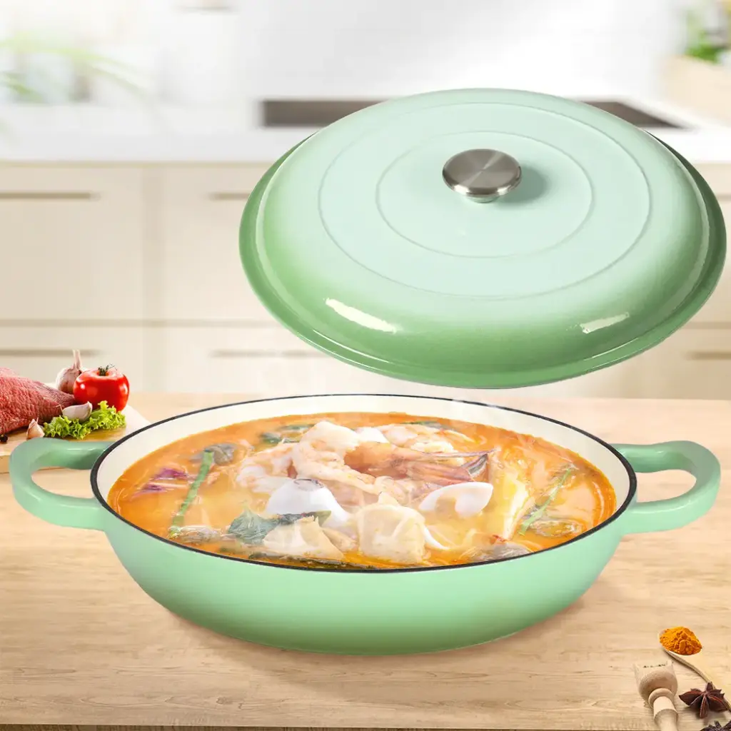 TOQUE 3.5L Enamel Dutch Oven Pan in Green Colour