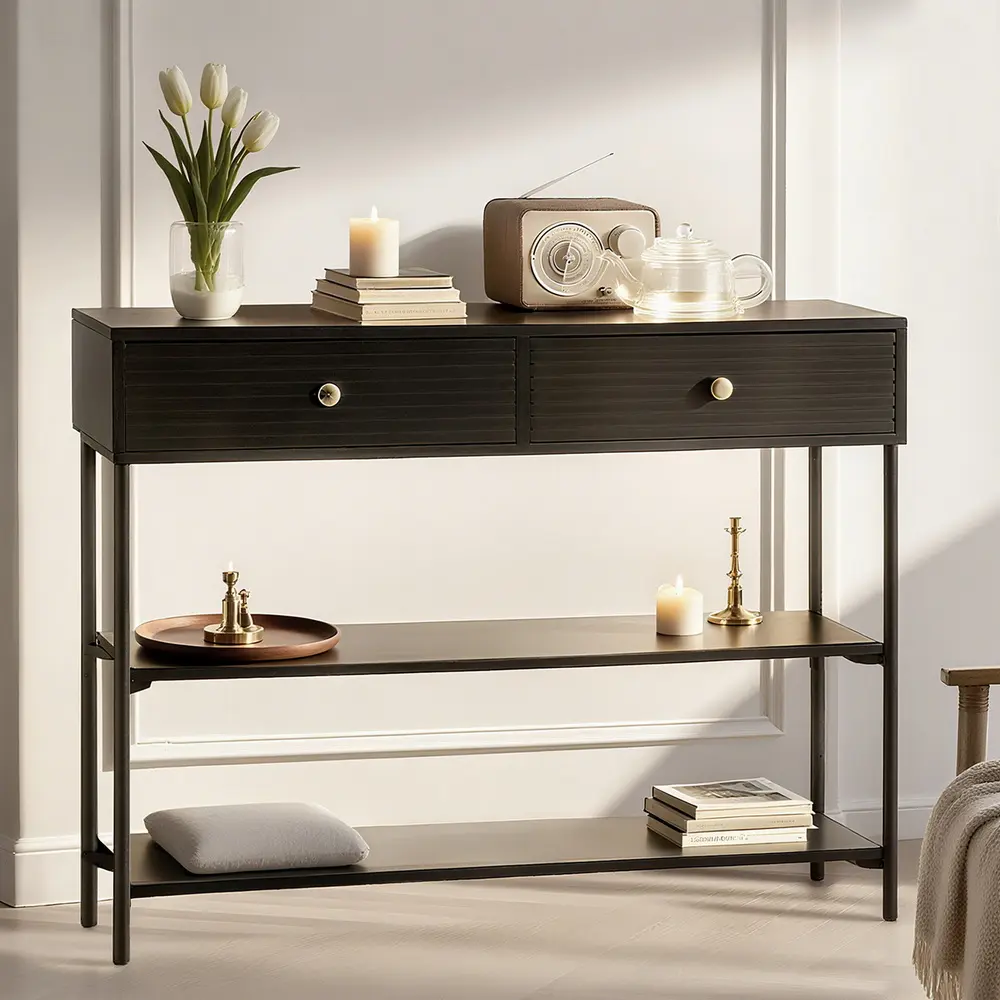 Artiss Console Table 3-Tier Black