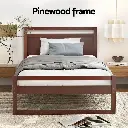 Artiss Bed Frame King Single Size Wooden Walnut WITTON
