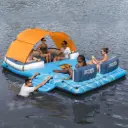 Bestway Pool Float Island Inflatable Lounge 6-person Raft Seat Canopy