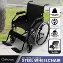 Orthonica 24in Self Propelled Foldable Steel Wheelchair - Black
