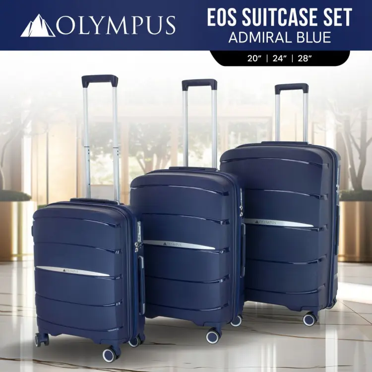 Olympus 3PC Eos Luggage Set Hard Shell Suitcase ABS+PC - Blue
