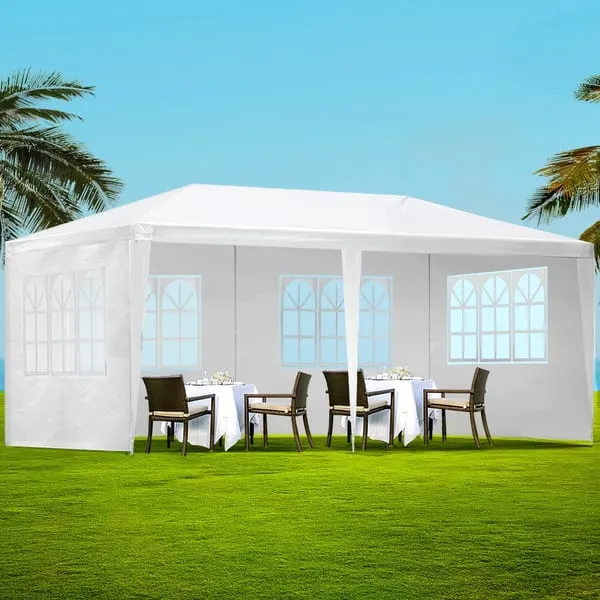 Instahut Gazebo 3x9m Marquee Wedding Party Tent Outdoor Camping Side Wall Canopy 5 Panel White