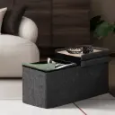 Foldable Storage Ottoman - Flip Lid Side Table Toy Blanket Organiser Seat KIRA BLACK