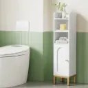 Artiss Bathroom Storage Cabinet Floor Organizer Toilet Corner Adjustable Shelf with Door White