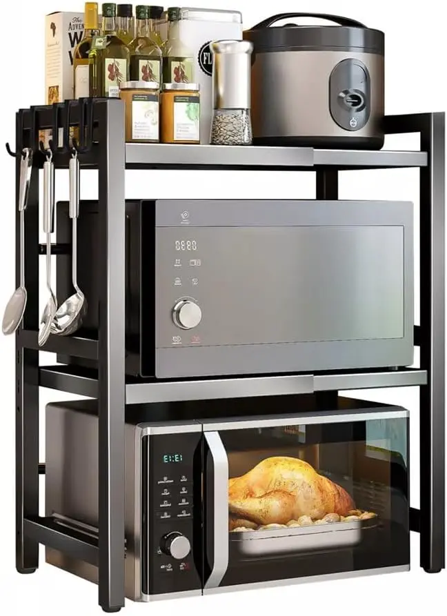 CARLA HOME 3-Tier Microwave Oven Rack with Adjustable Metal Kitchen Shelf Stand